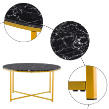 Free Shipping Luxury Nordic Modern Center Table Round Wood Gold Marble Coffee Table